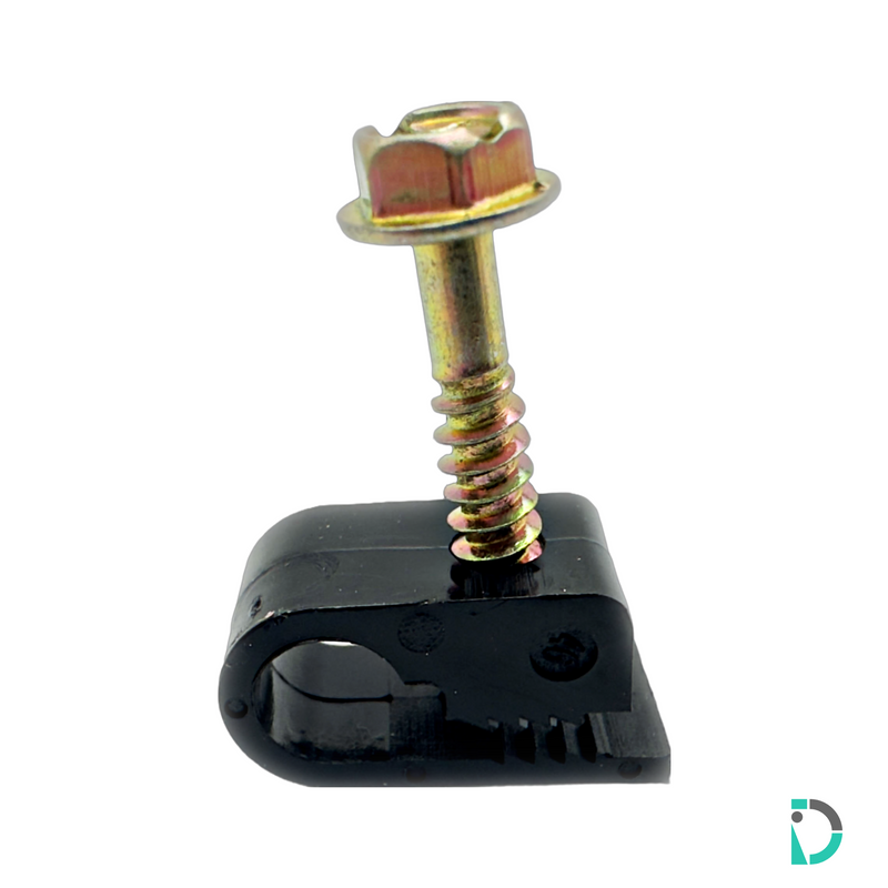 Load image into Gallery viewer, 1/4" Tubing Clips with Self-Tapping Screw - Black - 25 Pack