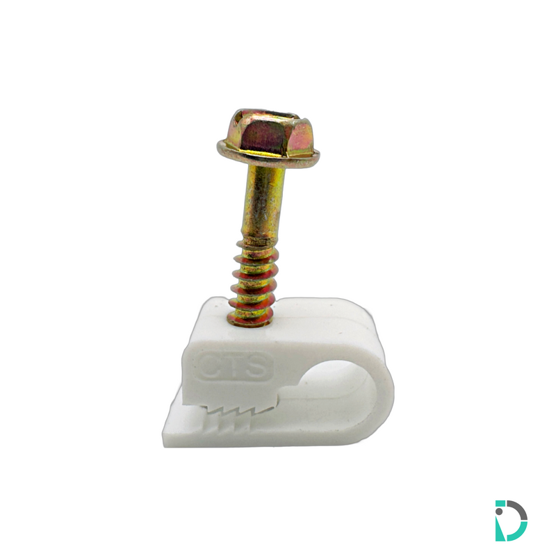 Load image into Gallery viewer, 1/4" Tubing Clips with Self-Tapping Screw - White - 25 Pack