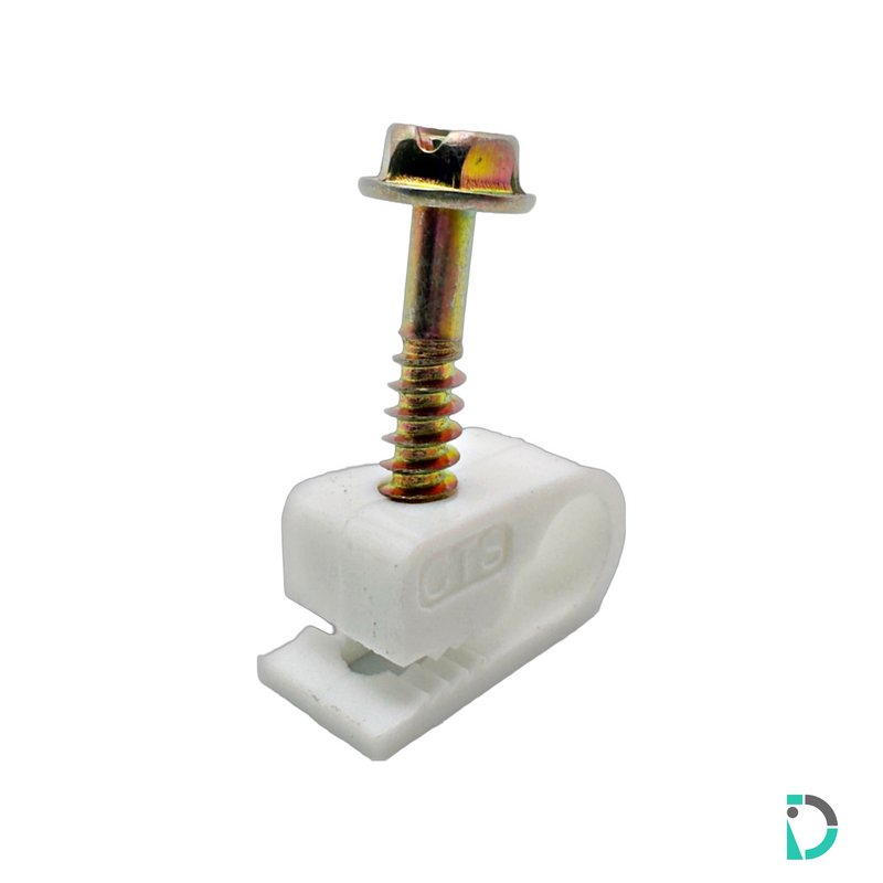 Load image into Gallery viewer, 1/4" Tubing Clips with Self-Tapping Screw - White - 25 Pack