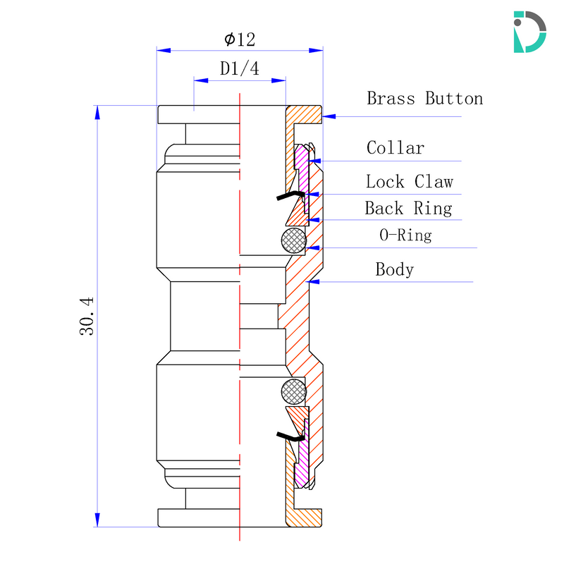 Load image into Gallery viewer, Straight Union Push-In Fitting - 1/4&quot; for misting systems
