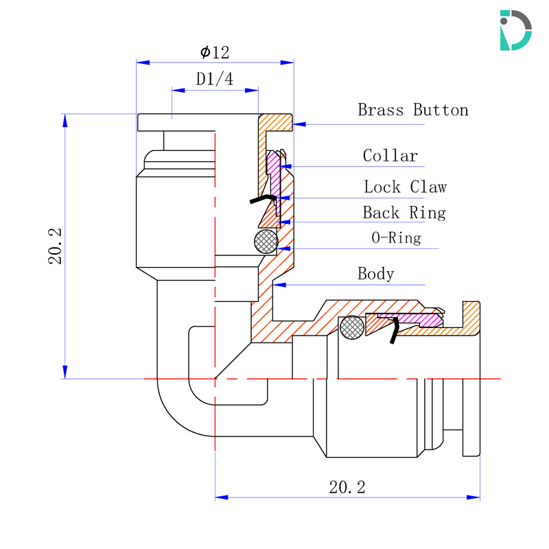 Load image into Gallery viewer, Elbow Union Push-In Fitting - 1-4&quot; for misting systems
