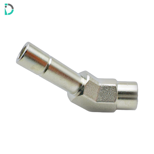 45 Degree Angled Adapter 10-24 Threaded / 1/4" Push-in